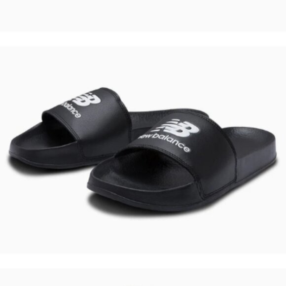 NEW NEW BALANCE Logo Slide On Sandals black unisex 253 - Picture 2 of 9